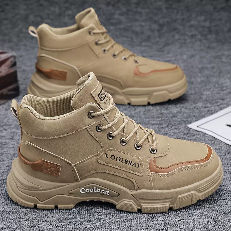 Men's High Top Shoes 2024 Winter New Work Style Outdoor Hiking Safety Anti-Slip Martin Boots