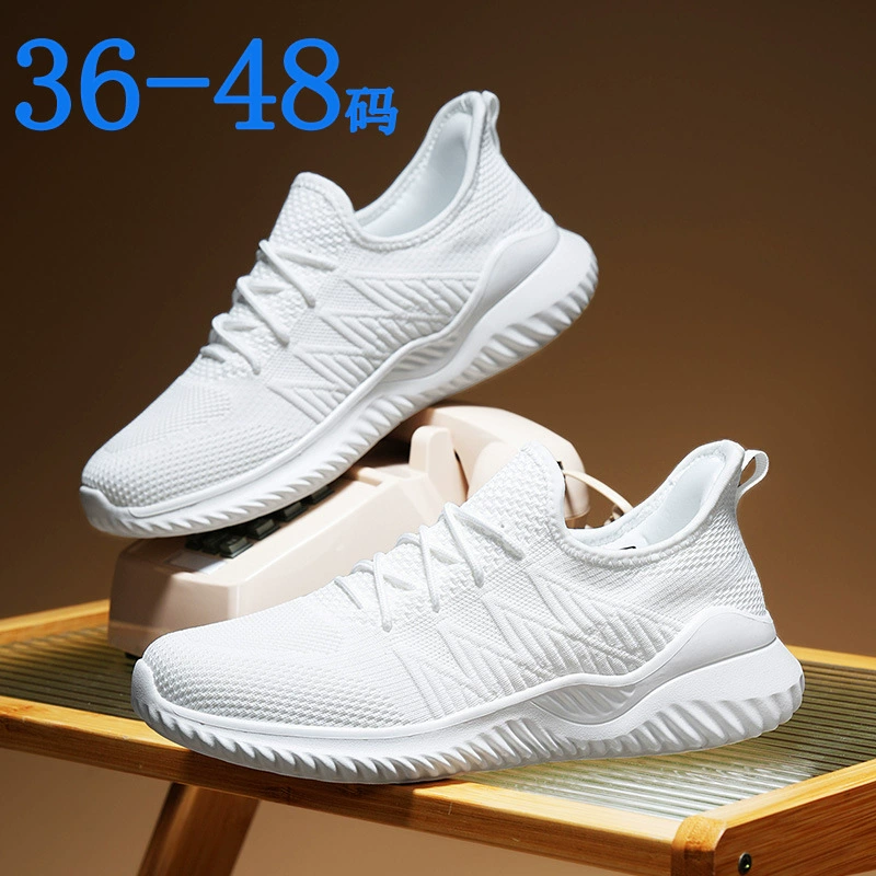 Cross-Border Big Size 50 Summer Breathable Knit Running Shoes 49 Black Fashion Casual Sports Shoes White