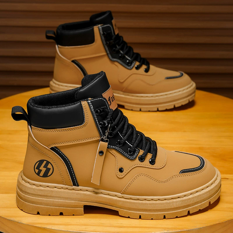 Botas Martin Duráveis de Trabalho, Estilo Britânico Casual Amarelo, Primavera 2026, Masculino