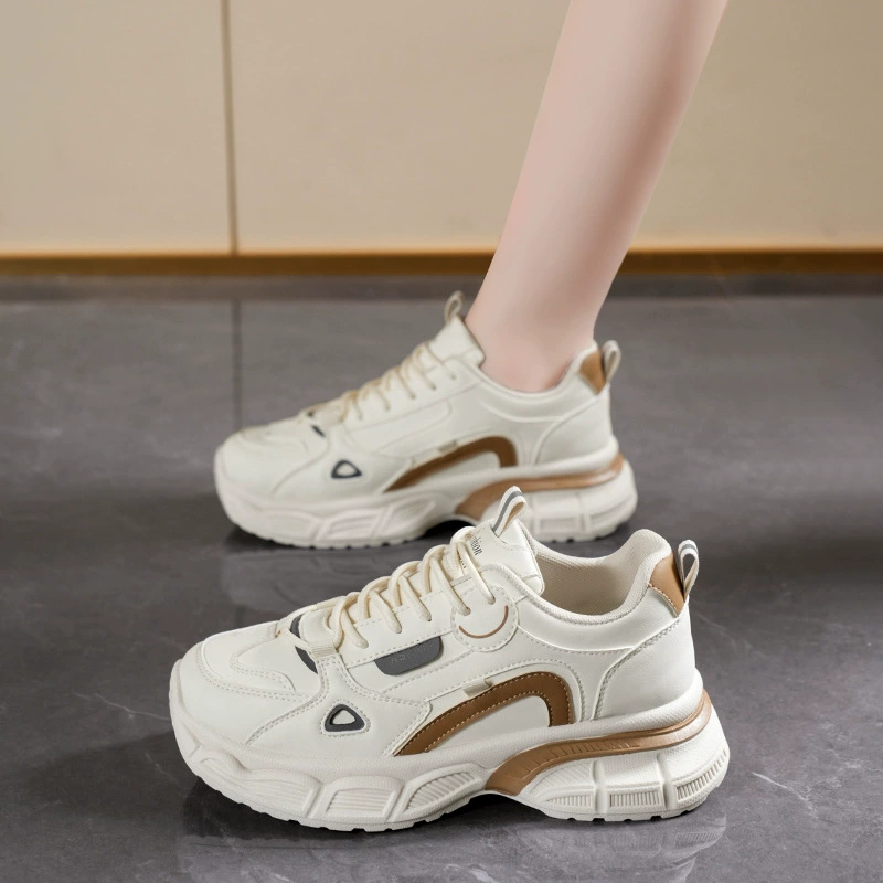 Zapatillas Blancas Transpirables Primavera para Mujer, Suela Gruesa Coreana, Zapatos Dad Casual Elevadores