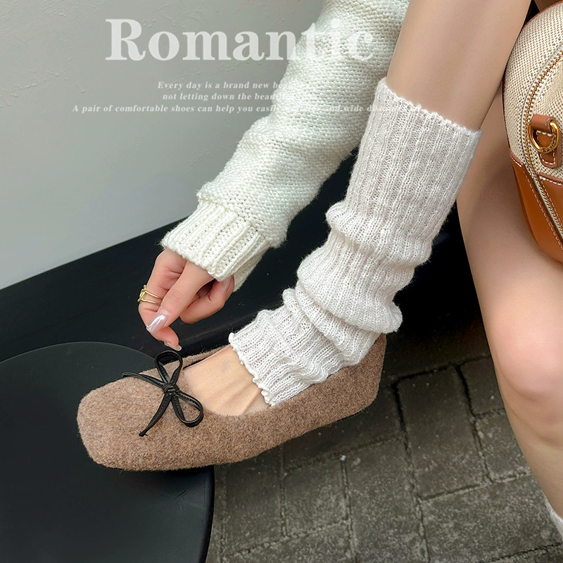 Nouvelles ballerines plates mode hiver, nœud, doublure laine, pour femmes