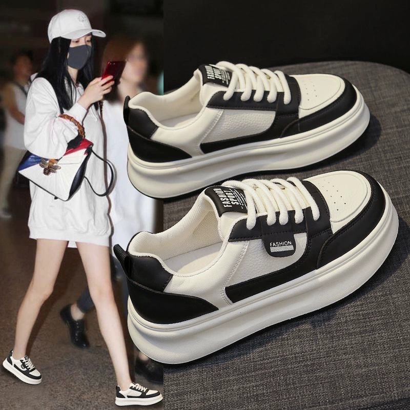 Sommer Damen atmungsaktive weiße Sneaker, Koreanische dicke Sohle, erhöhende lässige Board-Schuhe · MOHE China shoe factory