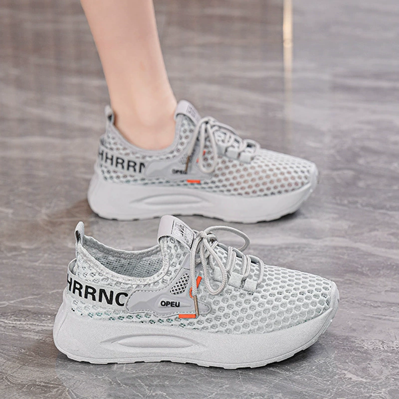 Zapatillas de Malla Transpirables Verano para Mujer, Suela Gruesa Coreana, Flyknit, Zapatos Dad Casual