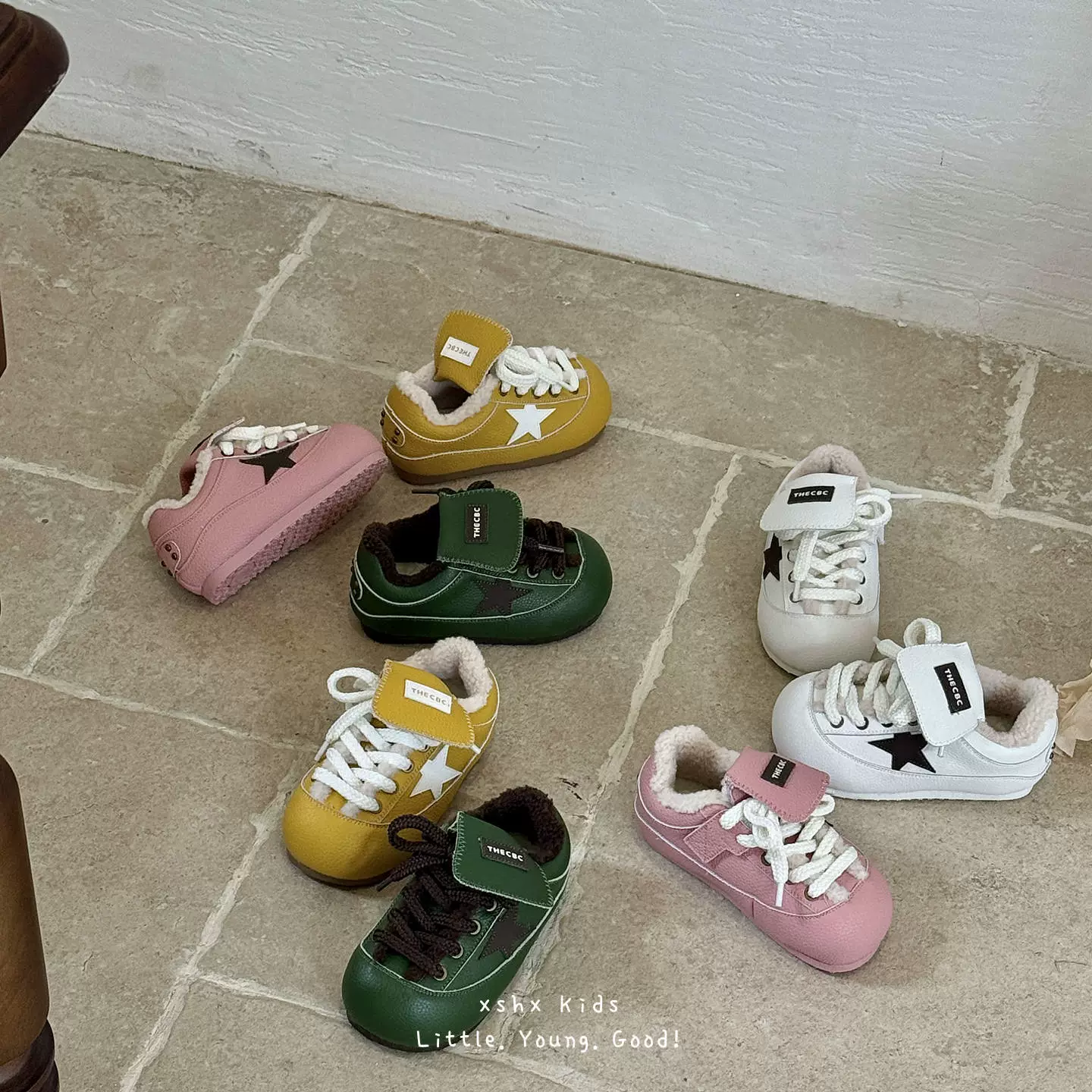 Zapatos XSHX Fat Ding burdeos para niños, estrella cálida de invierno, velcro con cordones fijos