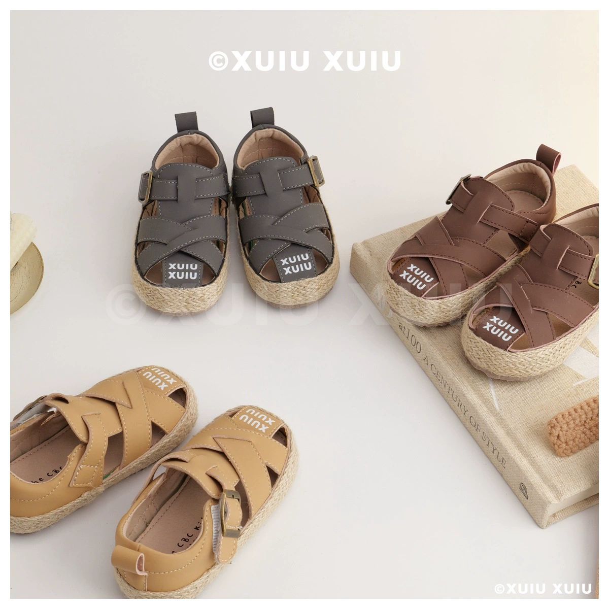 XSHX Nice Sandals Retro Sandales de pêcheur pour enfants, style old money printemps été
