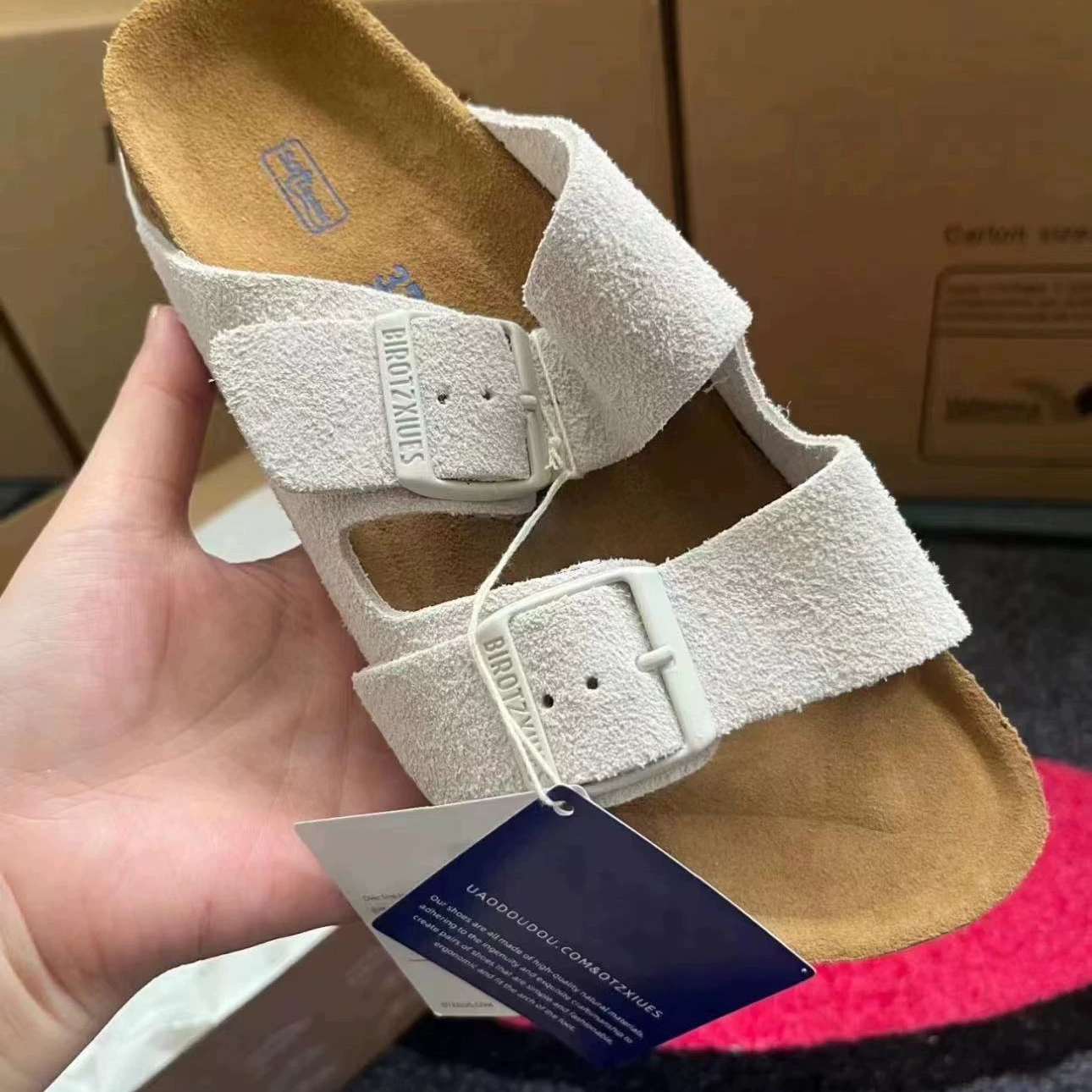 Новые туфли Birkenstock из натуральной кожи с мягкой пробкой, 2025, весна-лето, уличные, толстая подошва, без задника, коровья кожа, замша, открытый носок, сандалии