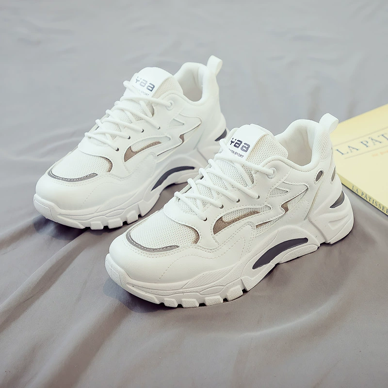 Sommer Damen Atmungsaktive Mesh Weiße Sneaker, Koreanischer Style Dicke Sohle Freizeit Dad Schuhe · MOHE China shoe factory