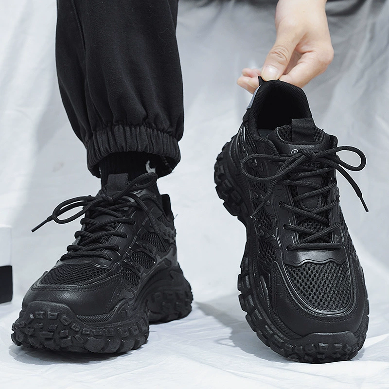 Zapatos de seguridad de trabajo para hombre Invierno Transpirables Antideslizantes Suela de goma Aumento de altura Zapatillas Dad