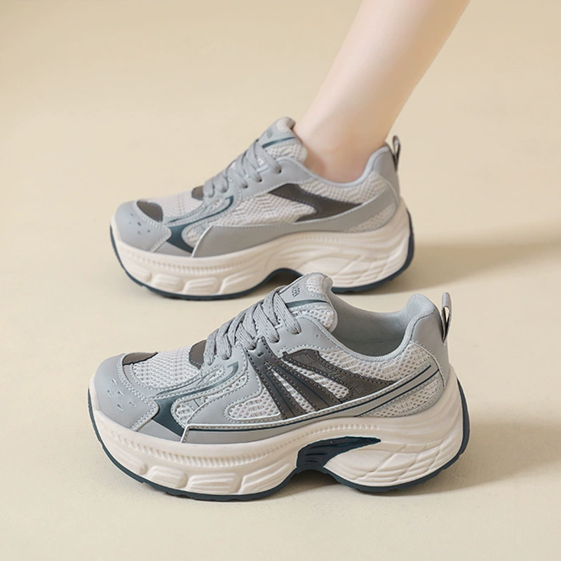 Damensneaker Chunky 2026 Frühling Plateau Höhenzunahme Mesh atmungsaktive lässige Schuhe · MOHE China shoe factory