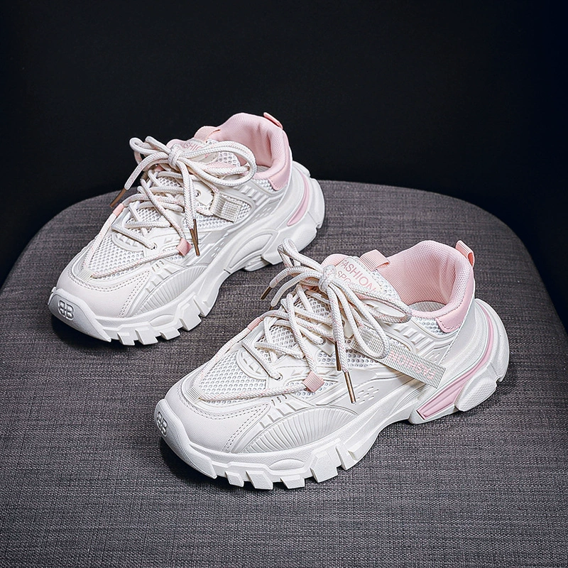 Chaussures de sport chunky semelle épaisse femme 2024 automne, maille respirante, running décontracté