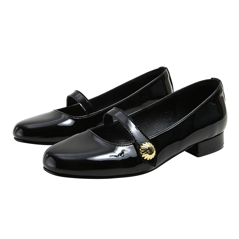 Sapatos Mary Jane Francês Sola Grossa Retro Mulher, Bico Redondo Fivela Dourada Planas · MOHE China shoe factory