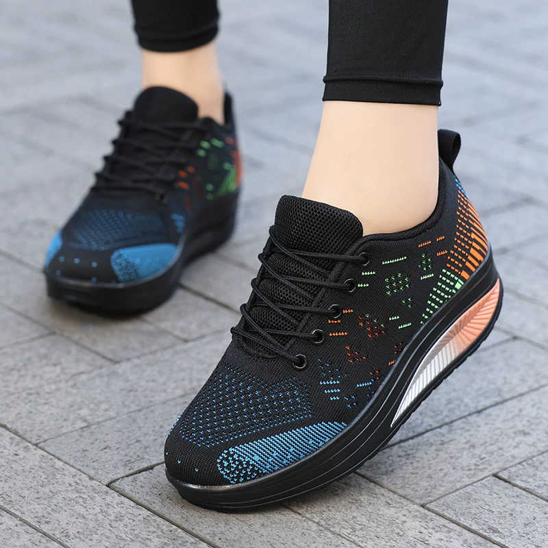 Export neu dicke Sohle Höhenzunahme Rocking Schuhe Damen lässig Flyknit