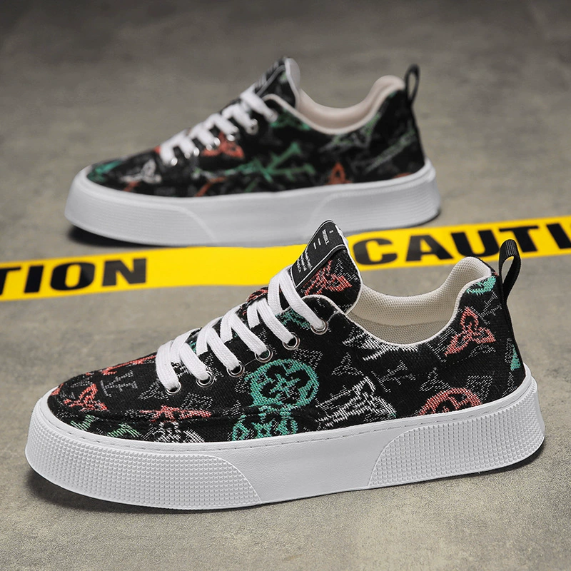 Sapatos de Lona Respiráveis Novos Primavera 2026 para Homem, Sapatos Casuais Fashion Cano Baixo Estampados Trendy · MOHE China shoe factory