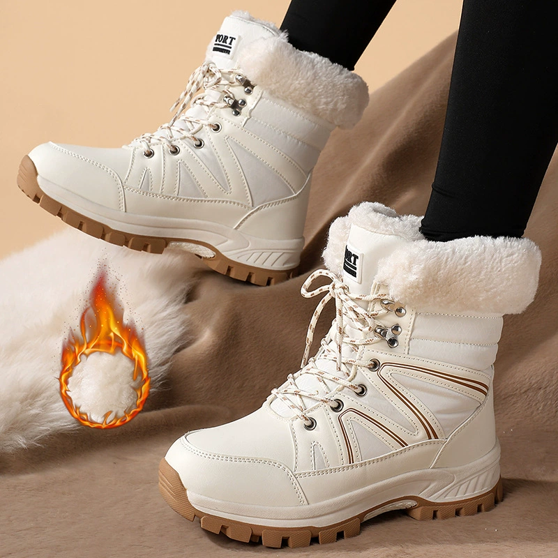 Bottes neige femme grande taille 43 export, chaussures coton hiver chaudes doublées polaire imperméables antidérapantes