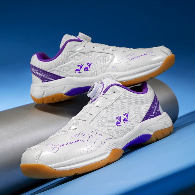 Cross-Border New Table Tennis Badminton Shoes Mesh Breathable Men Women Sports Anti-Slip Wear-Resistant Rotating Buckle Volleyball