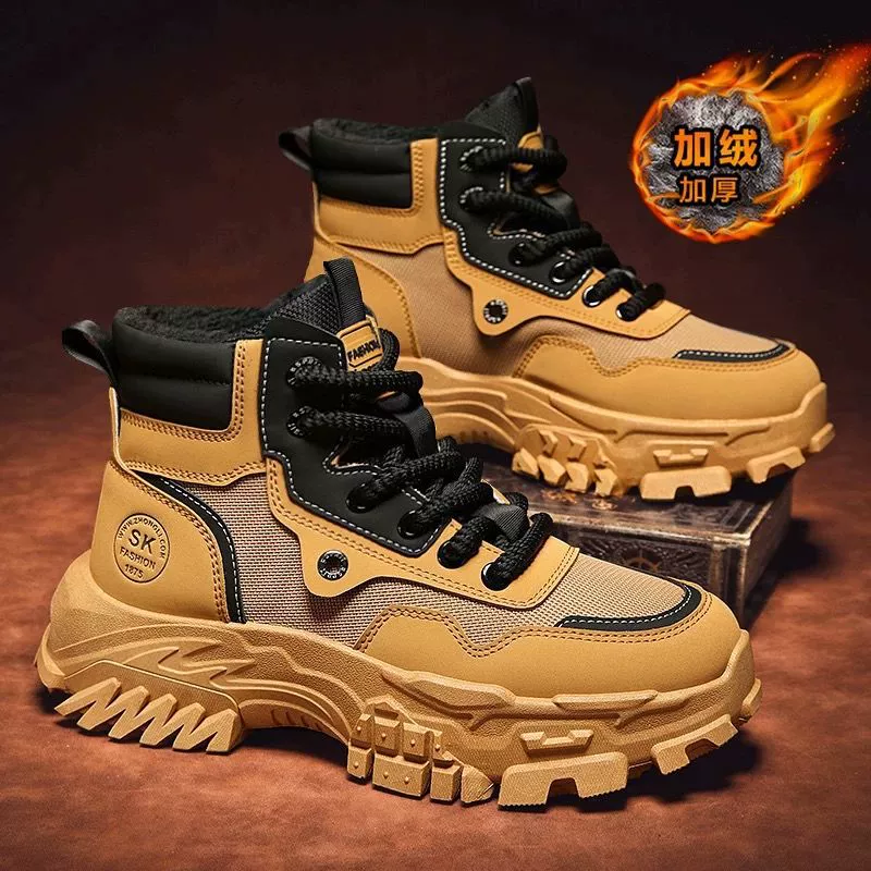 Botas de nieve deportivas gruesas cálidas para hombre Invierno, zapatos impermeables para adolescentes, suela gruesa