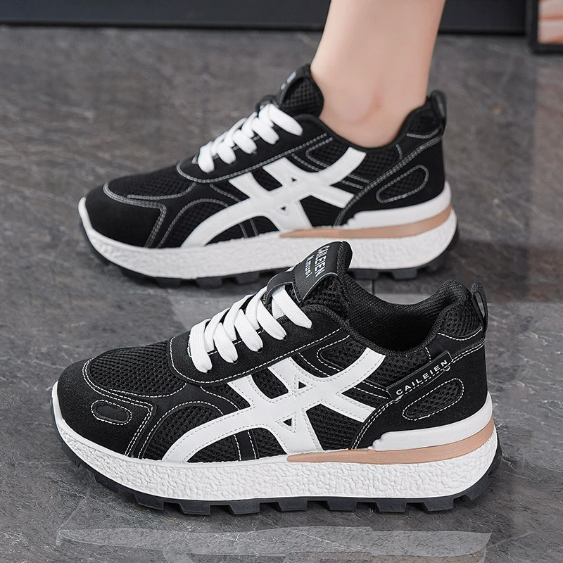 Women's Fall Breathable Mesh Sneakers Thick Sole Chunky Casual Shoes