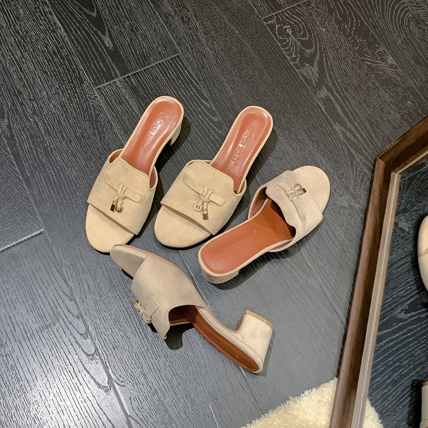 Sandalias de tacón bloque con plataforma de 6.5 cm, borla y hebilla para mujer