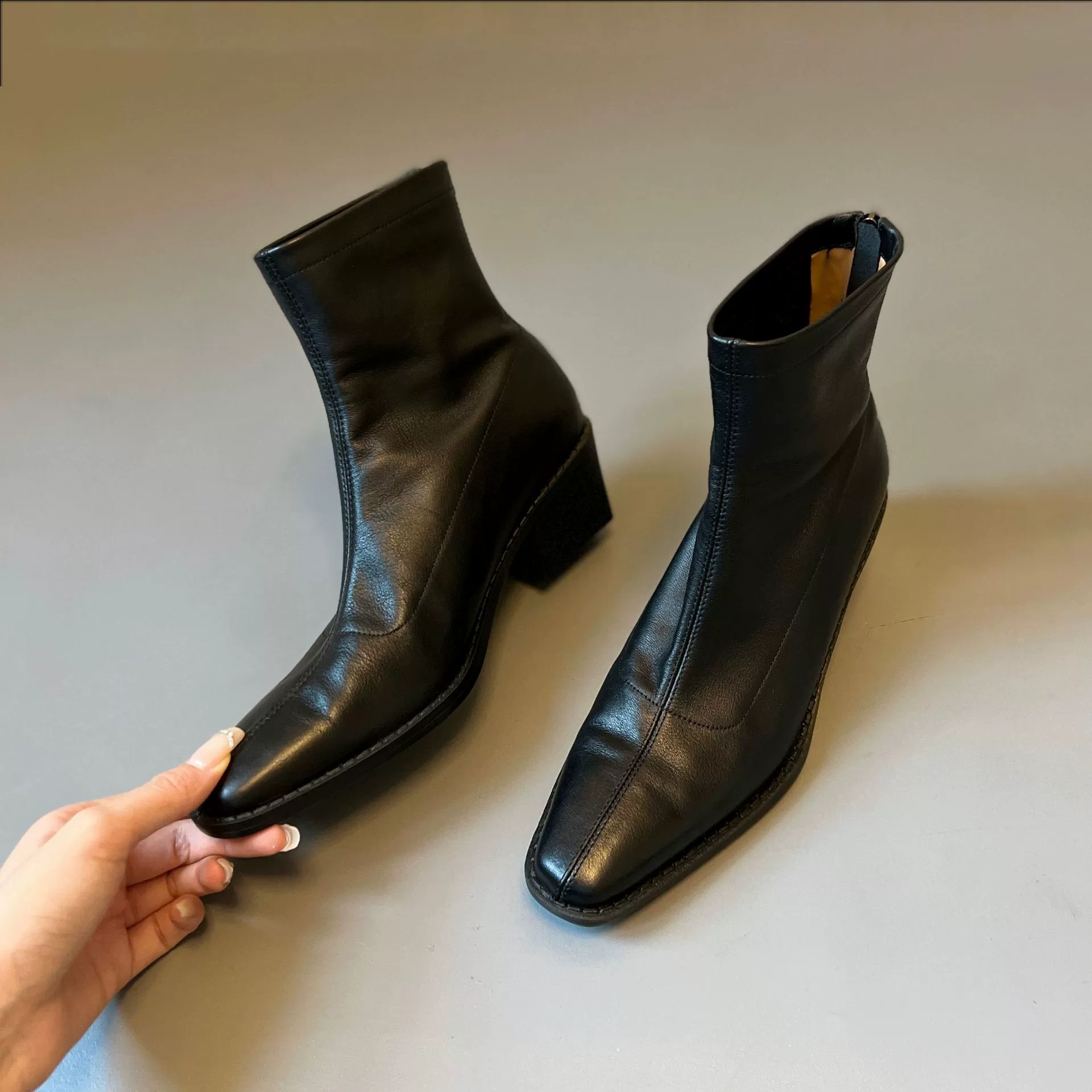 Women's Ankle Boots with Square Toe, Chunky Heel, Back Zipper, Retro Style, 2025