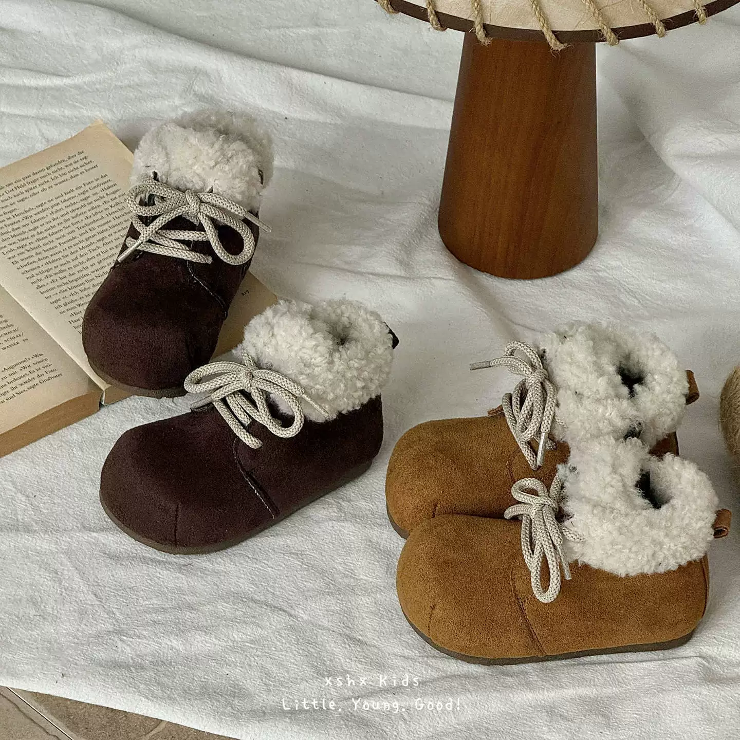 XSHX Fat Potato Kinder Schneestiefel Warm Schmutzabweisend Klett Winter Style
