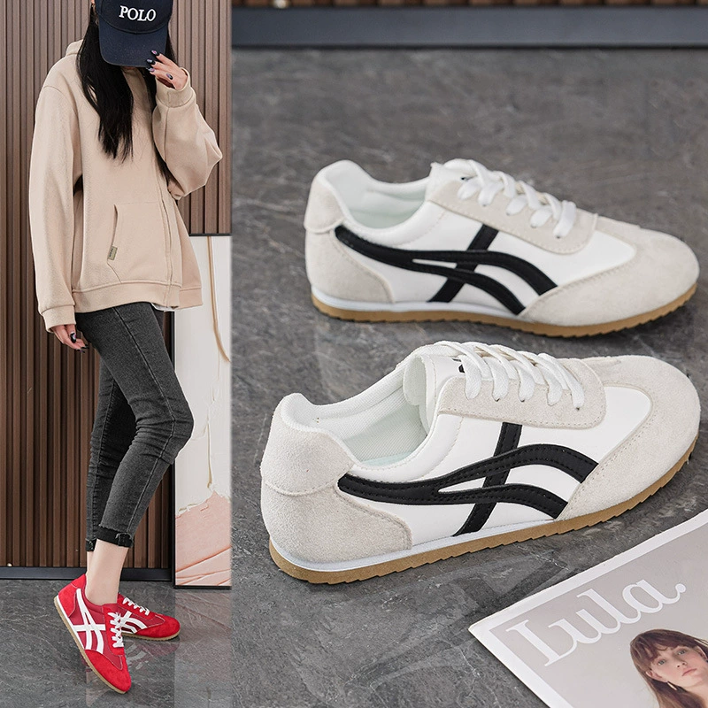 Sapatos Treinador Alemão Femininos Primavera 2026, Respiráveis Leves Sapatos Brancos