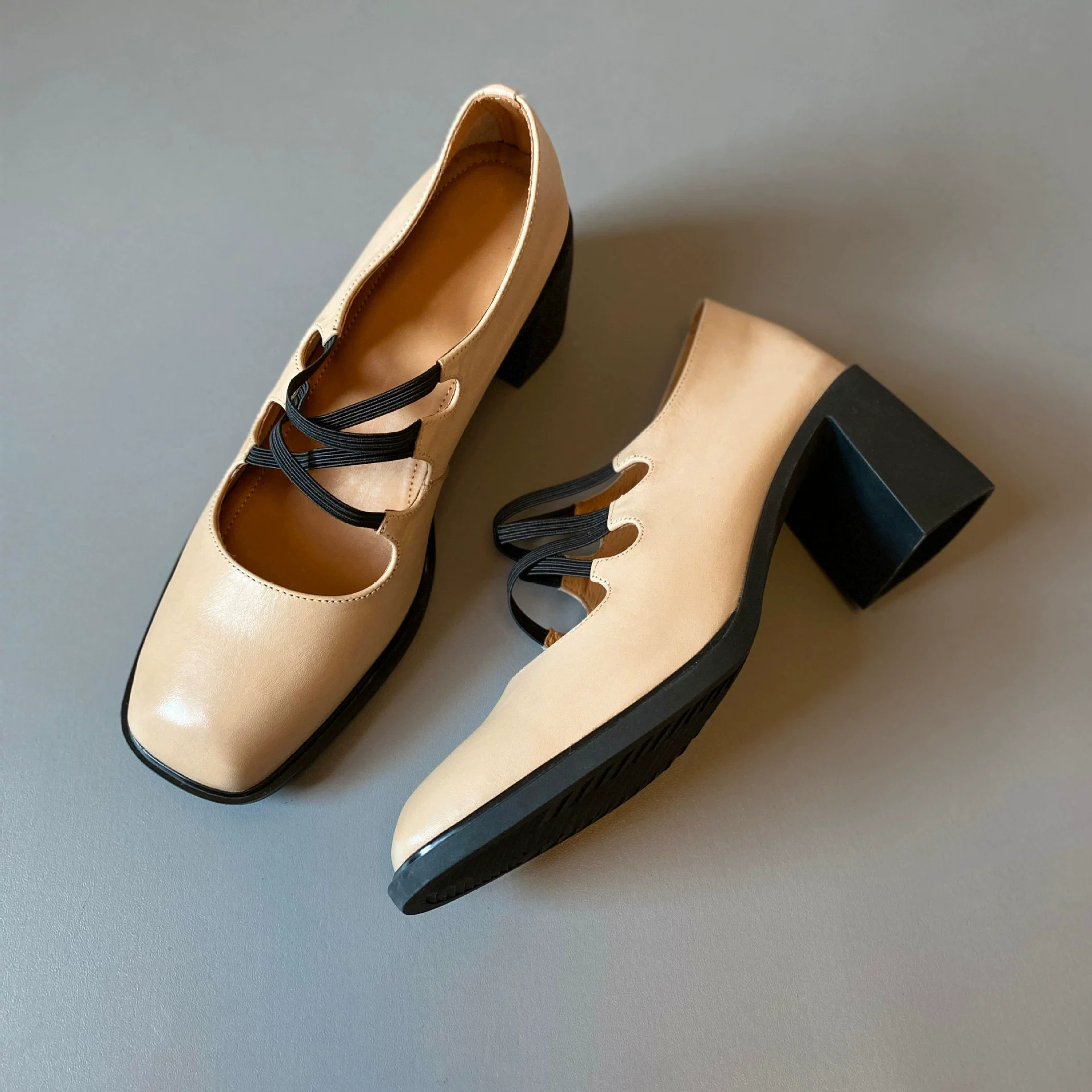 2026 Primavera Novo Sola Silenciosa Salto Alto Sapatos Mary Jane Femininos Bico Quadrado
