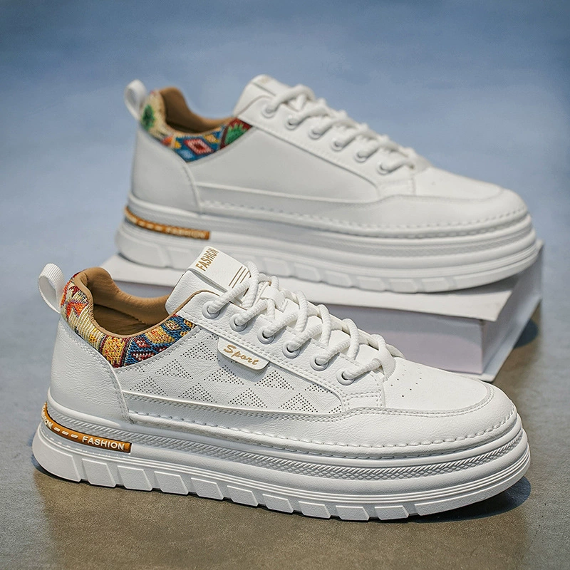 Zapatos de tabla casuales modernos originales de primavera para hombre, plataforma gruesa aumento de altura blancos modernos