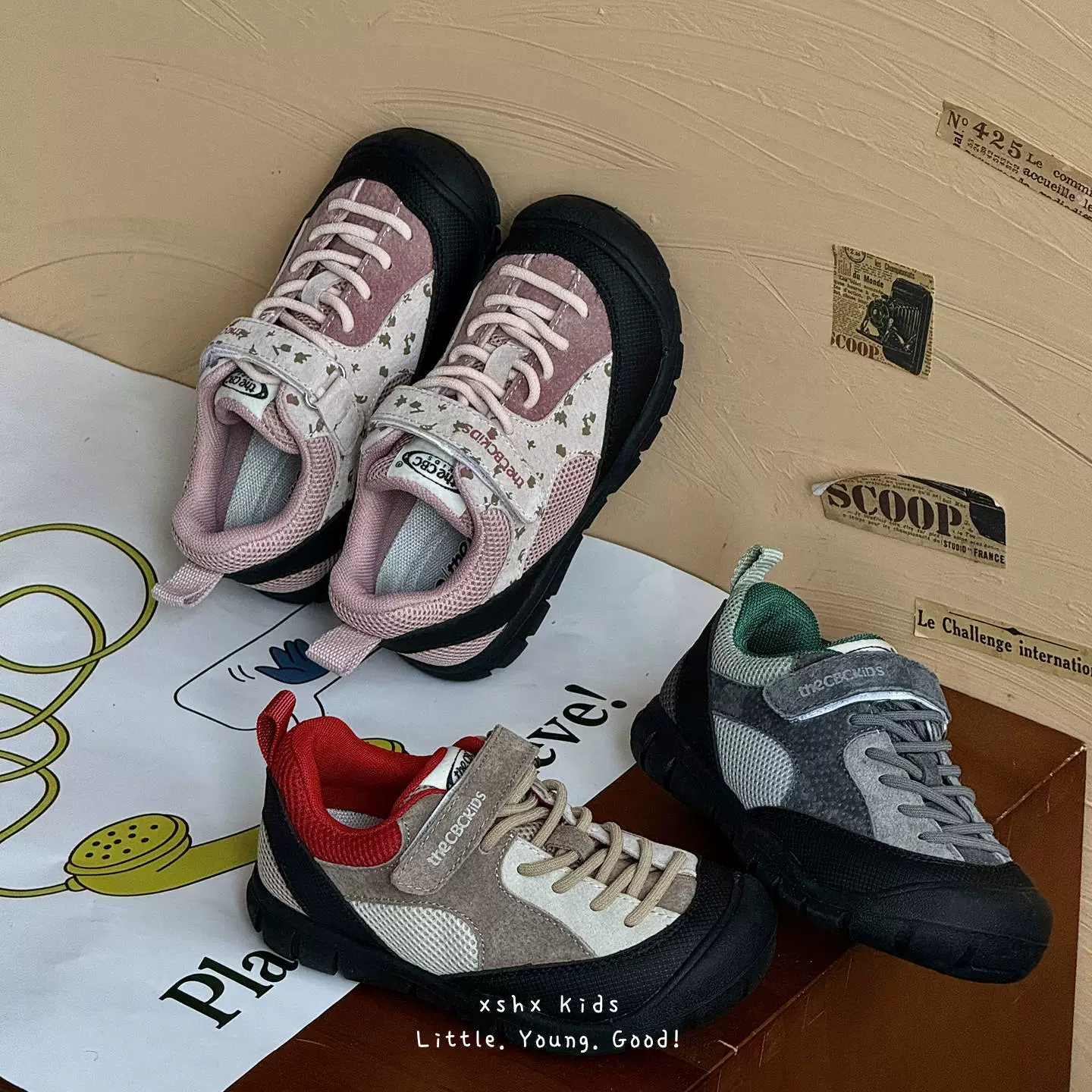 XSHX Sapatos Infantis Retro para Externo Unissex Caminhada Trilha Antiderrapante Borracha Respirável Estilo Montanha