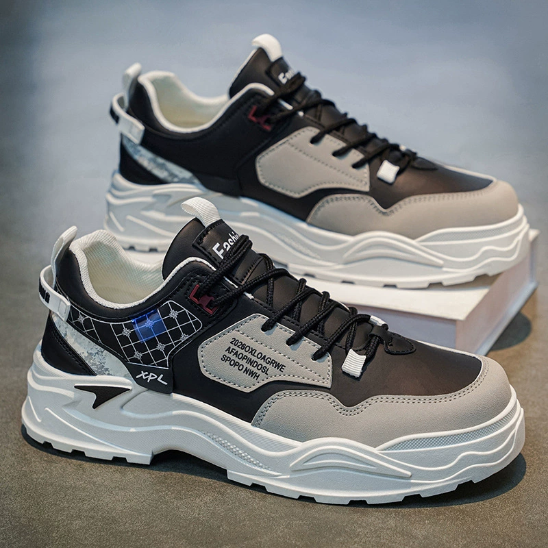 Sapatos Casuais de Trabalho em Couro Impermeável para Homem Primavera Branco Elevador