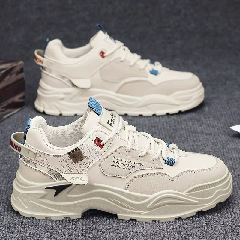 Sapatos Casuais de Trabalho em Couro Impermeável para Homem Primavera Branco Elevador