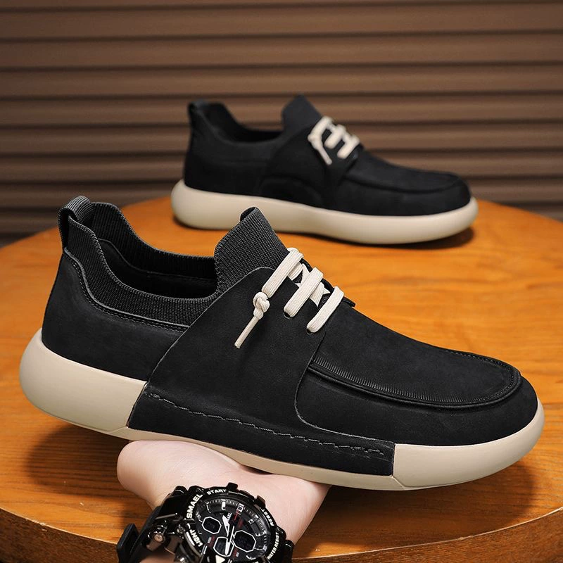 2026 Herren Low Top Board Schuhe Atmungsaktiv Weiche Sohle Freizeit Sneaker Schwarz