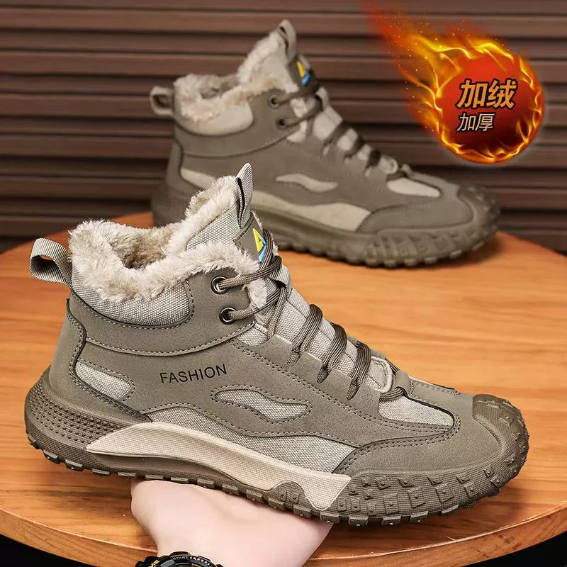 Winter Warm High Top Herrenschuhe 2025 Neu Dickes Fleecefutter Rutschfeste Baumwollschuhe