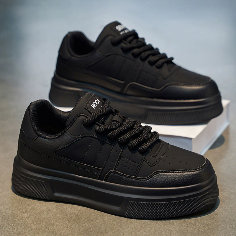 Chaussures basses décontractées en cuir à semelle épaisse rehaussante blanches pour homme, printemps 2026
