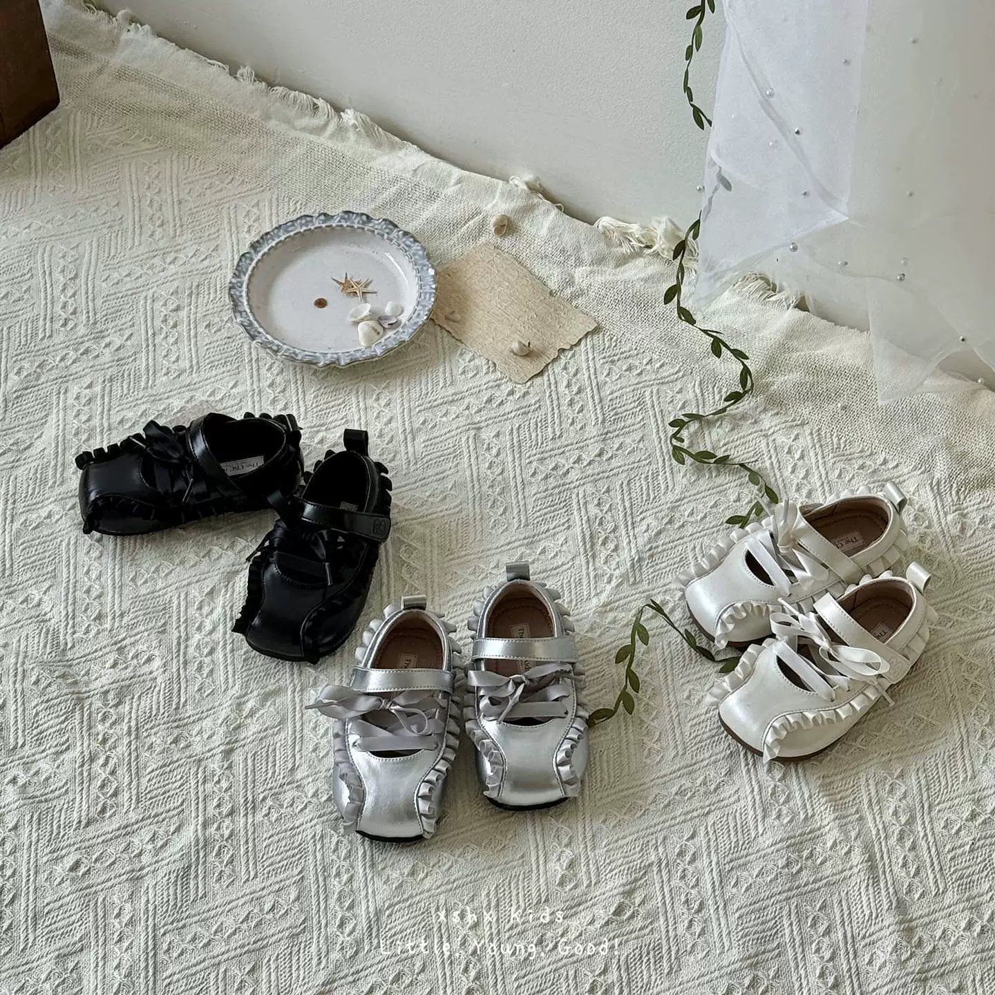 XSHX Zapatos de Ballet French Wrap Princesa para Niñas, Academia, Noche, Plata, Negro, Blanco, con Cierre de Gancho y Bucle