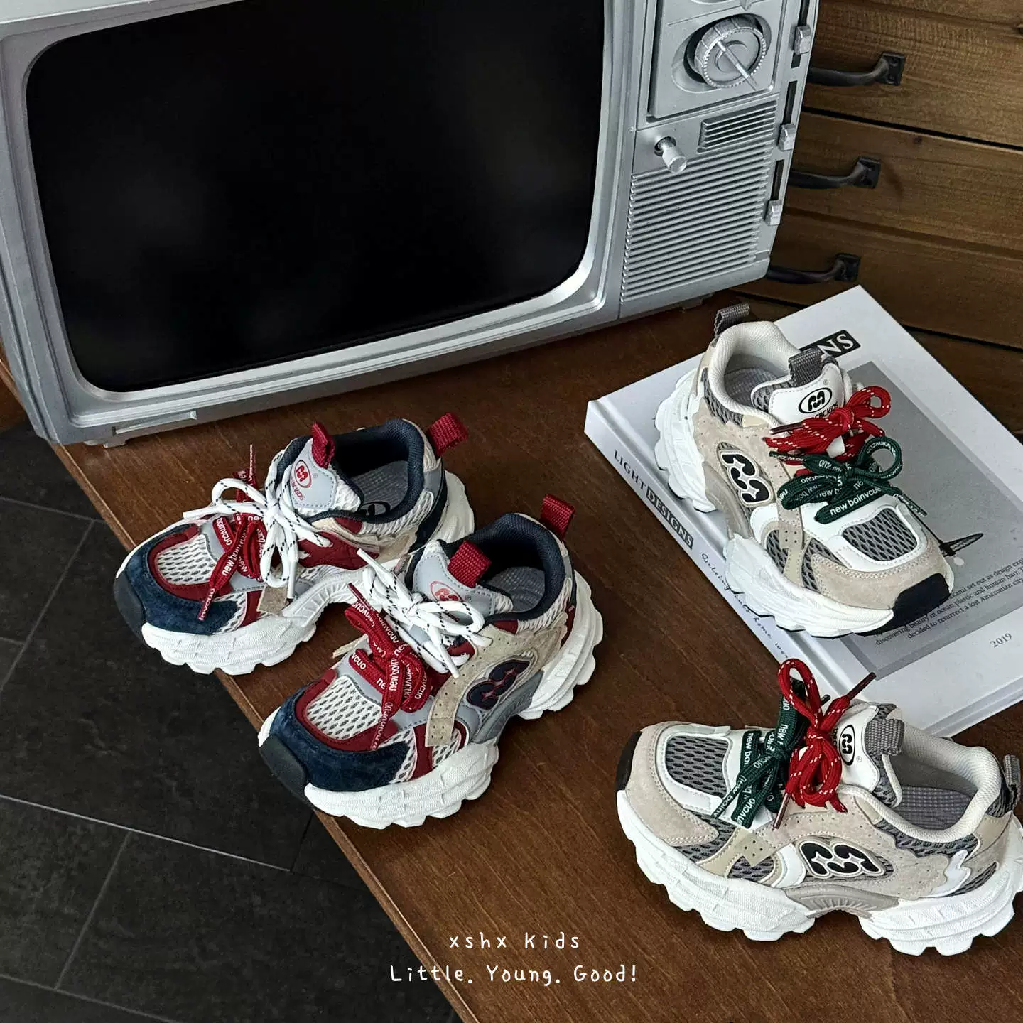 XSHX Chaussures Dad vintage américain, rembourrées, mesh respirant, printemps-été, rétro chic