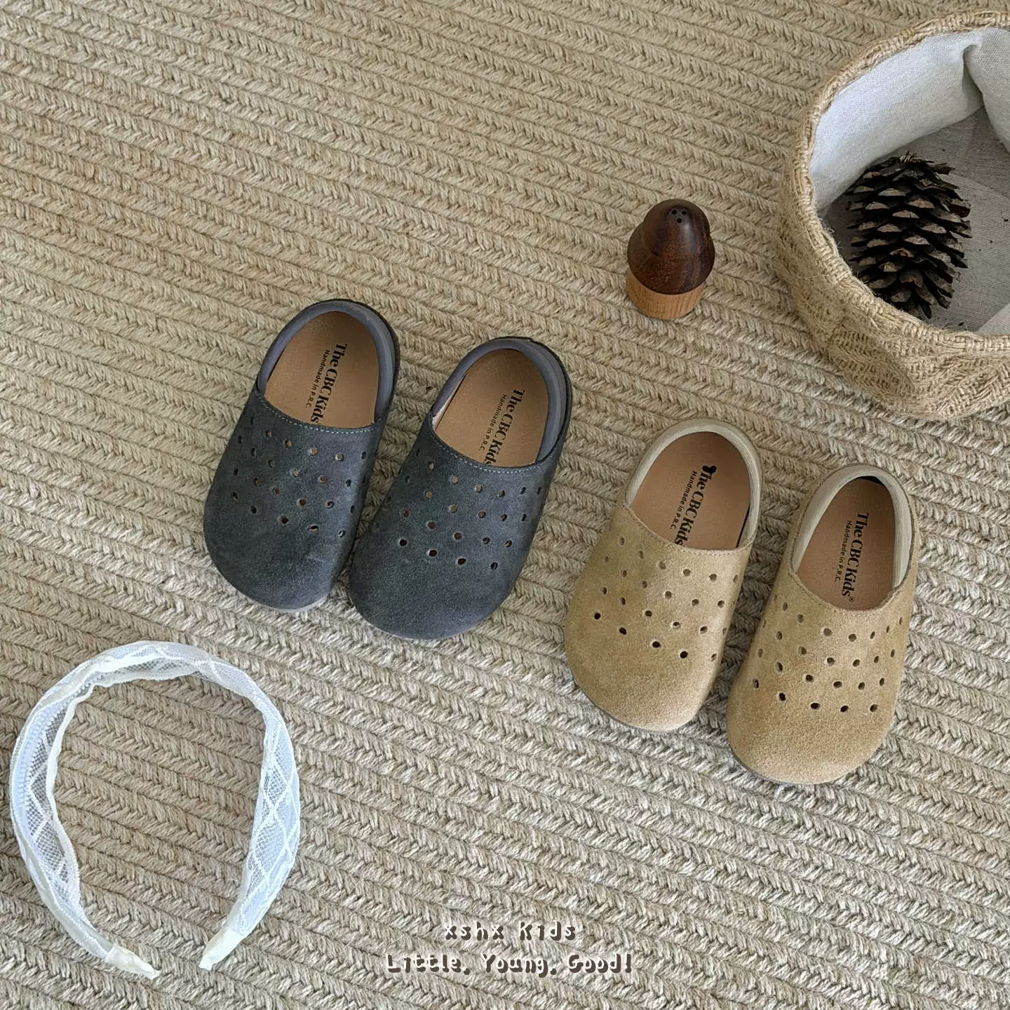 XSHX Cow Suede Clog Kinder Herbst Lazy Schuhe Ferse Tragen Zwei Wege Anti-Rutsch Atmungsaktiv