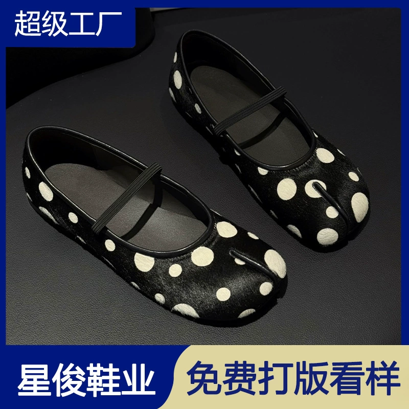 Damen Polka Dot Zehentrenner Ballerinas 2026 lässige bequeme Schuhe