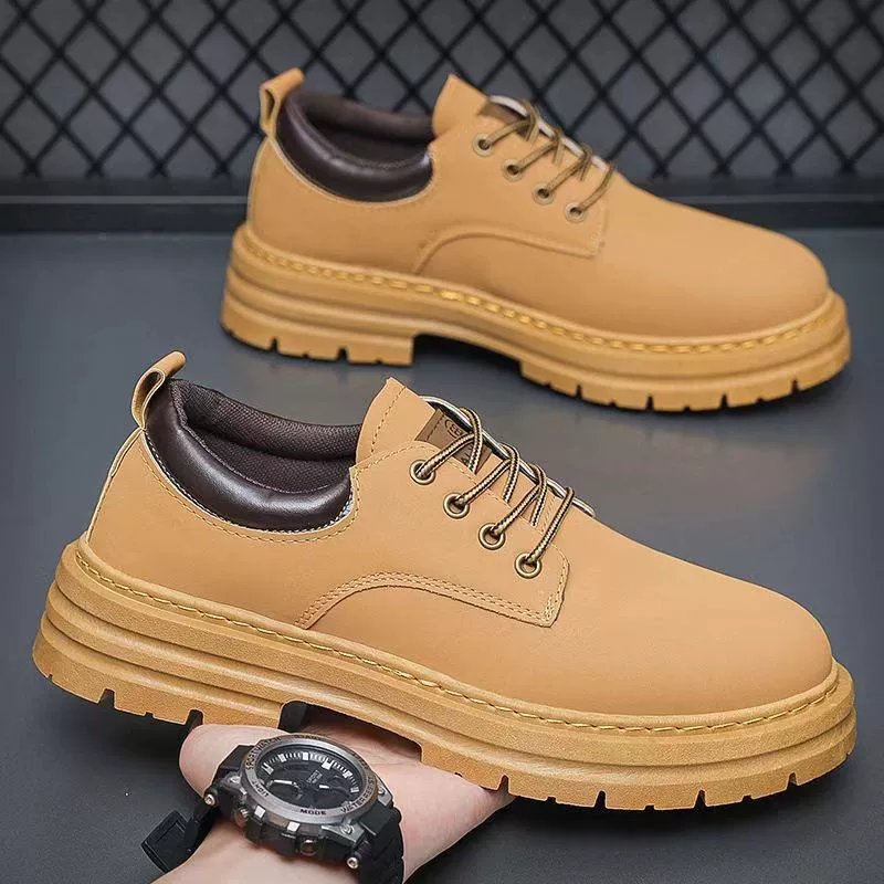 Spring Summer Martin Boots Men Fashion Trendy Casual British Style Short Boots Low Top Work Thick Sole Height Increase