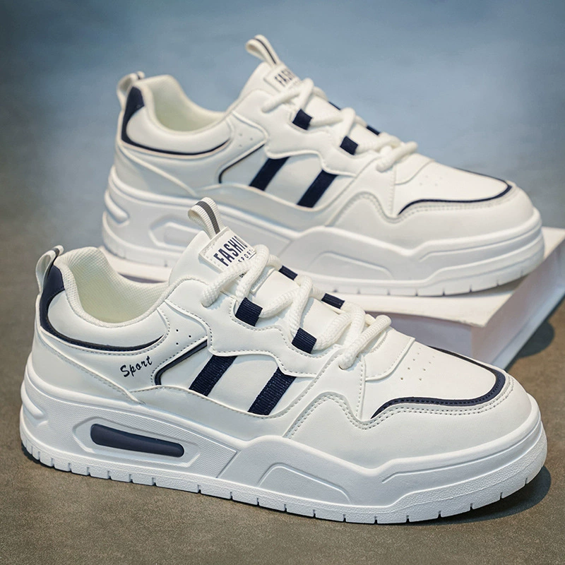 Herren Frühjahr Casual Low Top Board Schuhe Atmungsaktiv Dicksohle Student Sneaker Weiß