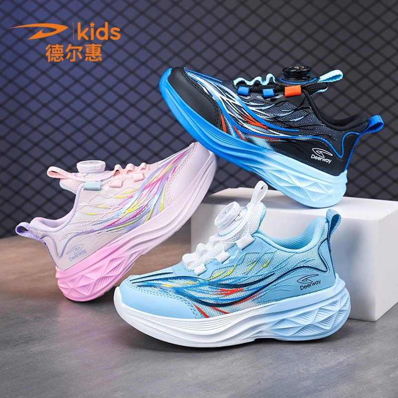 Neue Kinder Laufschuhe Jungen Mädchen atmungsaktiv Mesh Twist Button Verschluss