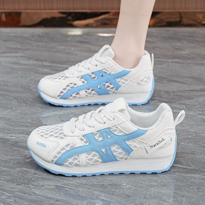 Sapatos Alemães Vazados Respiráveis Femininos Verão, Coreano Sola Grossa Mesh Casual
