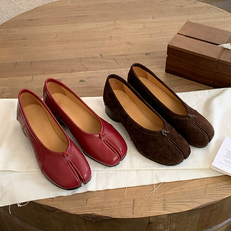 Verão 2026 Novo Sapatos Femininos 4cm Aumento Bailarina Plissada Bico Fendido