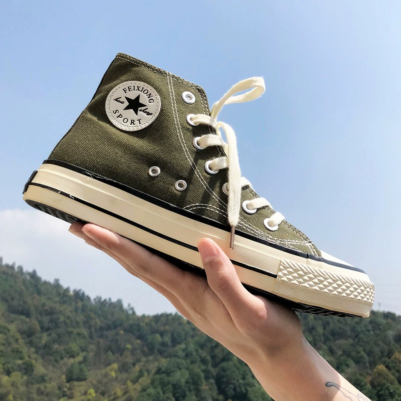 1970er Canvas Schuhe Herren High Top Bright Oil Vintage Korean Studenten Sneakers