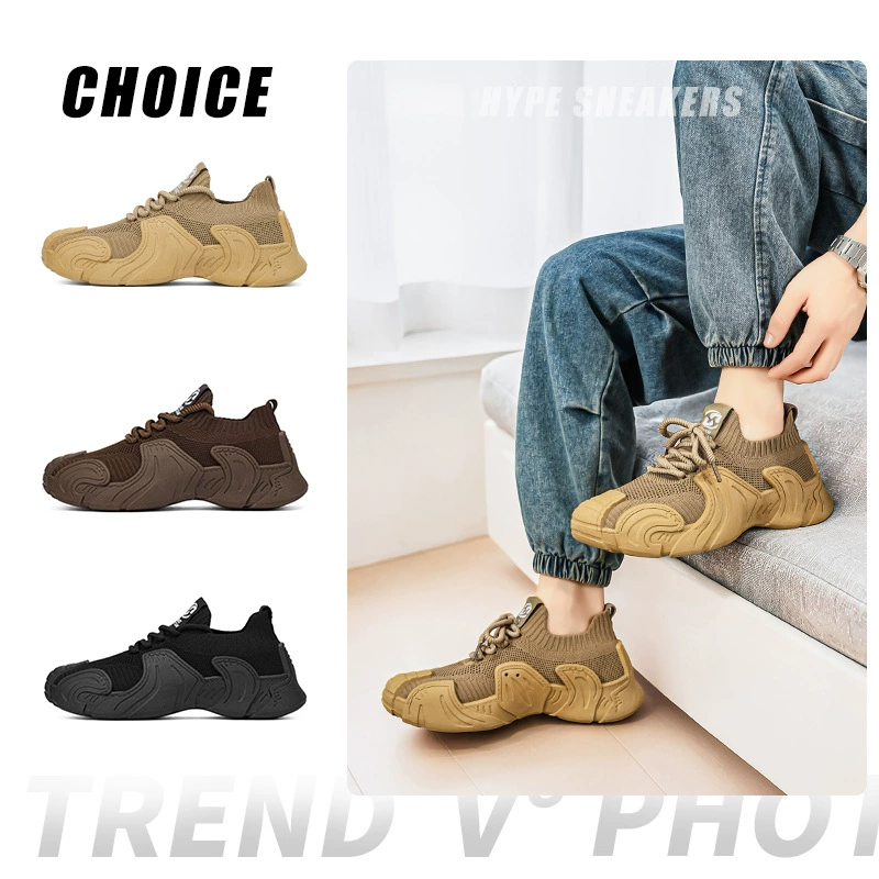 Men's 2026 New Casual Shoes Breathable Slip-on Knitted Mesh, Dad Shoes Summer Breathable