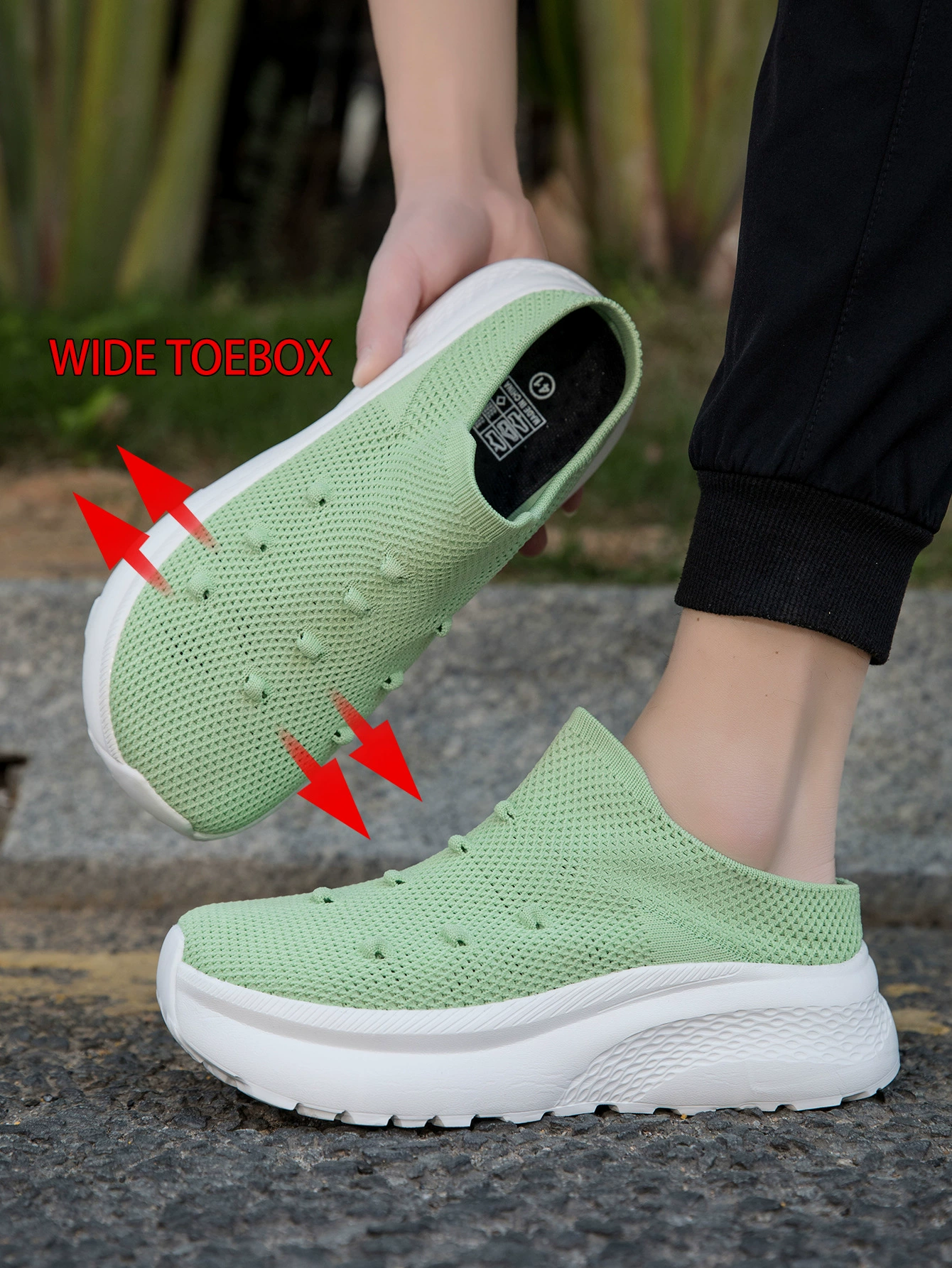 Sommer 4E weite Zehenbox Flyknit Sockenschuhe Halbschuhe für dicke Füße Unisex