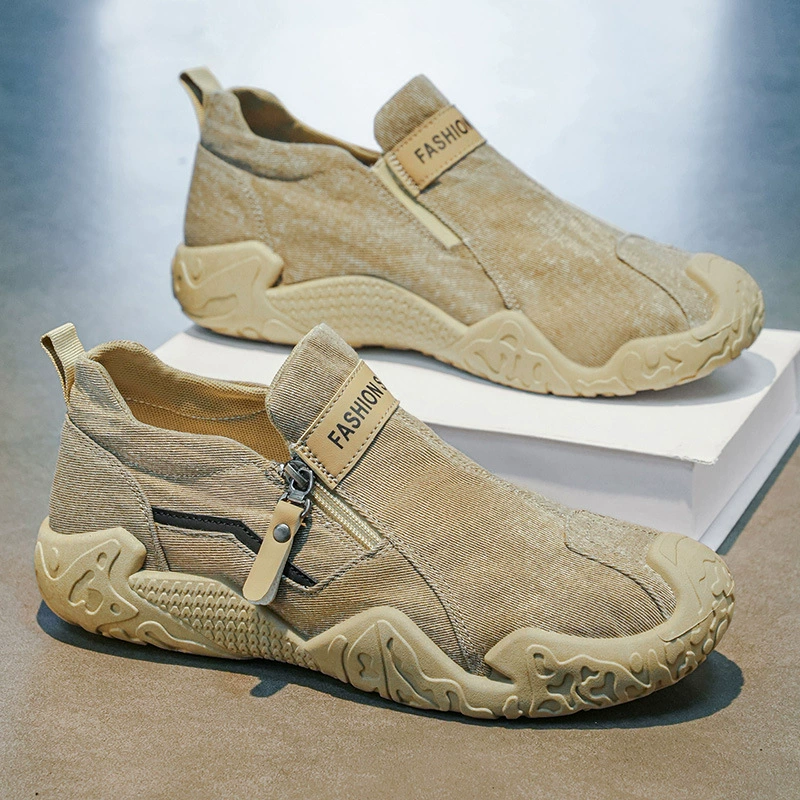 Herren Frühlings-Leinwand atmungsaktive Alt-Peking-Stoffschuhe, Schlupf, Fahrt-Freizeit-Sneaker, Modell 2051