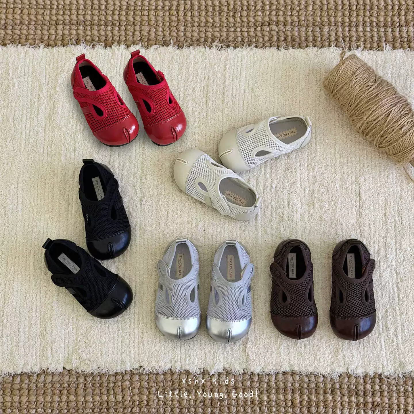 XSHX Fake Split Zehe Pferdehuf Schuhe Kinder Eis Gefühl Einzel Mesh Magic Strap Gummi Sohle Jungen Mädchen Komfort Weich Frühling Sommer