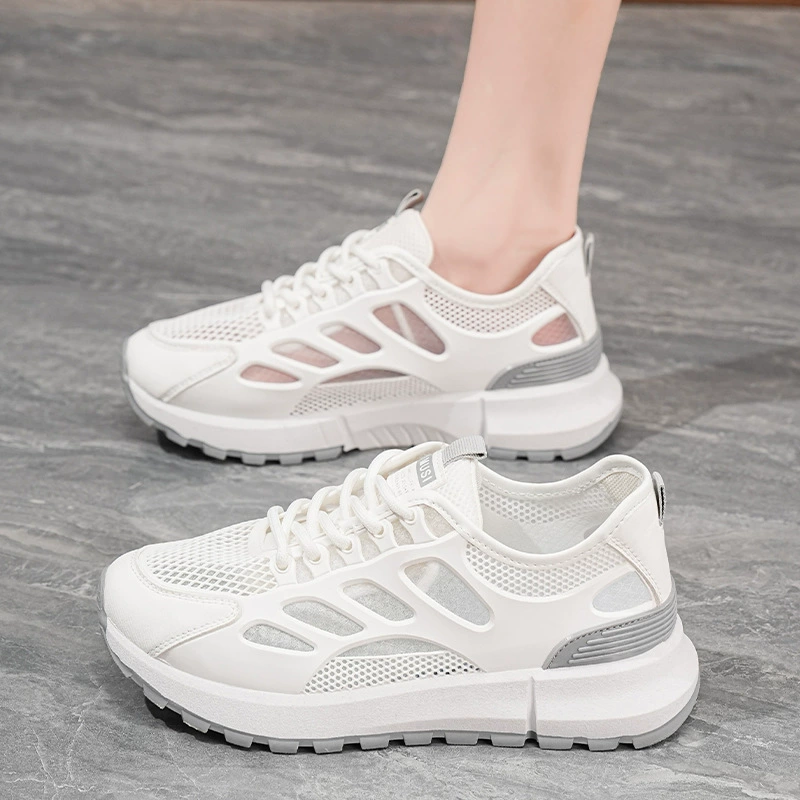 Tênis Dad Feminino Verão Mesh Branco Sola Grossa Aumento Altura Casual