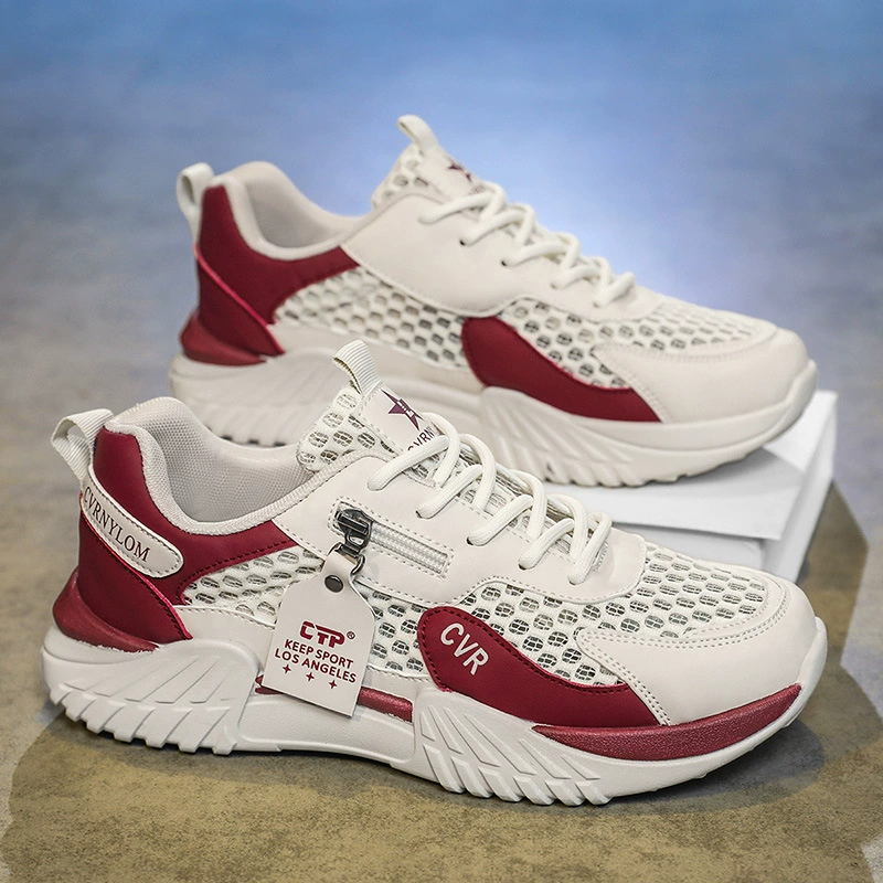 Men's Sports Shoes 2026 New Summer Mesh Breathable Running Shoes Non-Slip Wear-Resistant Thick Sole Dad Sneakers
