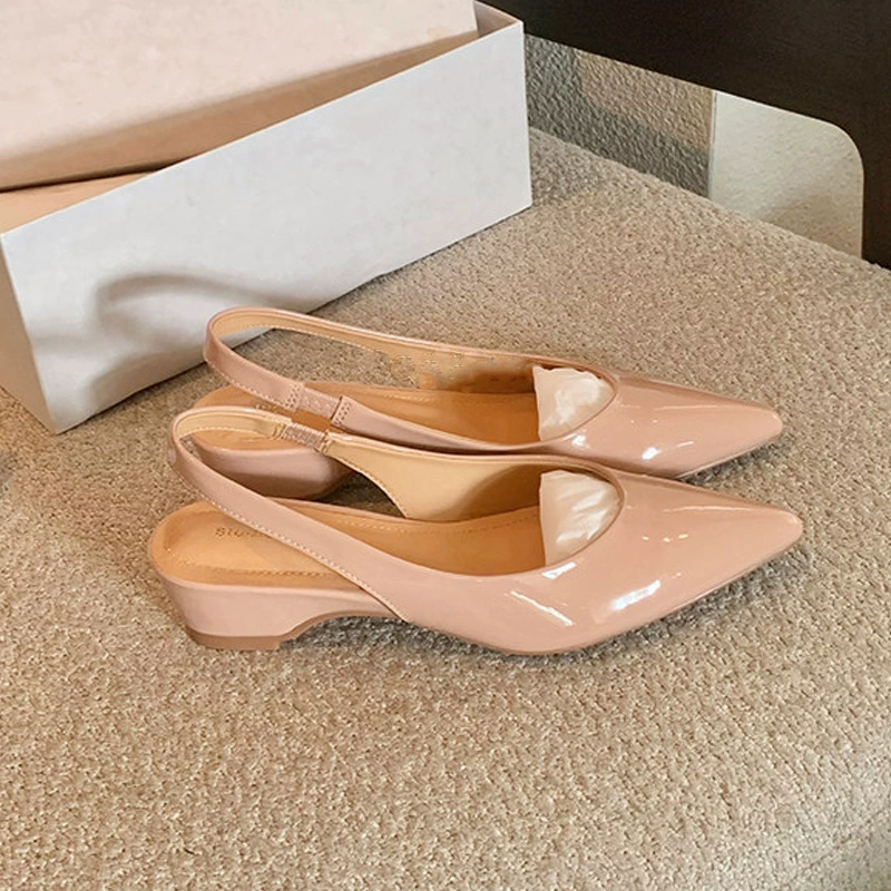 Mules sin espalda de verano, punta afilada, tacón oculto, elegancia simple, para mujer